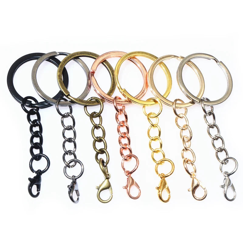 20pcs 25/28/30mm Diameter Keychain Ring Key Chains with Lobster Clasp Crafts DIY Jewelry Making Accessories Findings