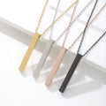 Waterproof Vertical Rectangular Custom Personalized Message Text Engraved  Stainless Steel Blank Bar Necklace With Chain