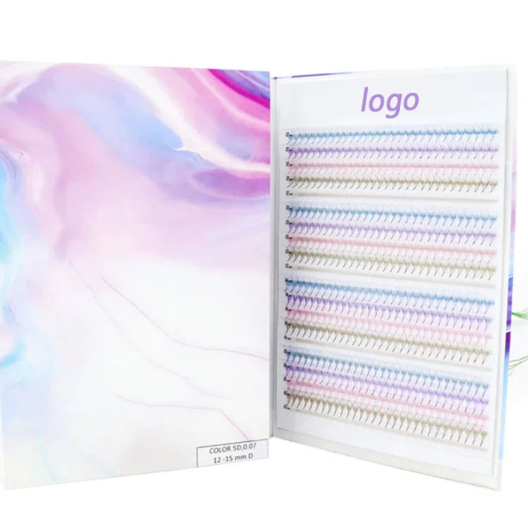 Color Pre Made Russian Volume Colorful Lash Extension Heat Glue Bonded Premade Fans C D 8-15mm