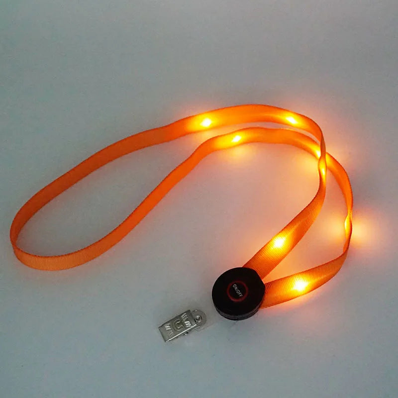 Wholesale LED Light-Up Flashing Safety Neck Strap Custom Logo Luminous Glow Lanyards with Accessory for Bar Club Party Events