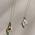 2025 Fashion Muslim Mosque Palestine Map Necklace Palestine Flag Necklace 18K Gold Stainless Steel Necklace High Quality Jewelry