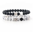 Wholesale Bracelet Set Black and White Beaded Bracelet Stainless Steel Black and White Bracelet Set to My Son