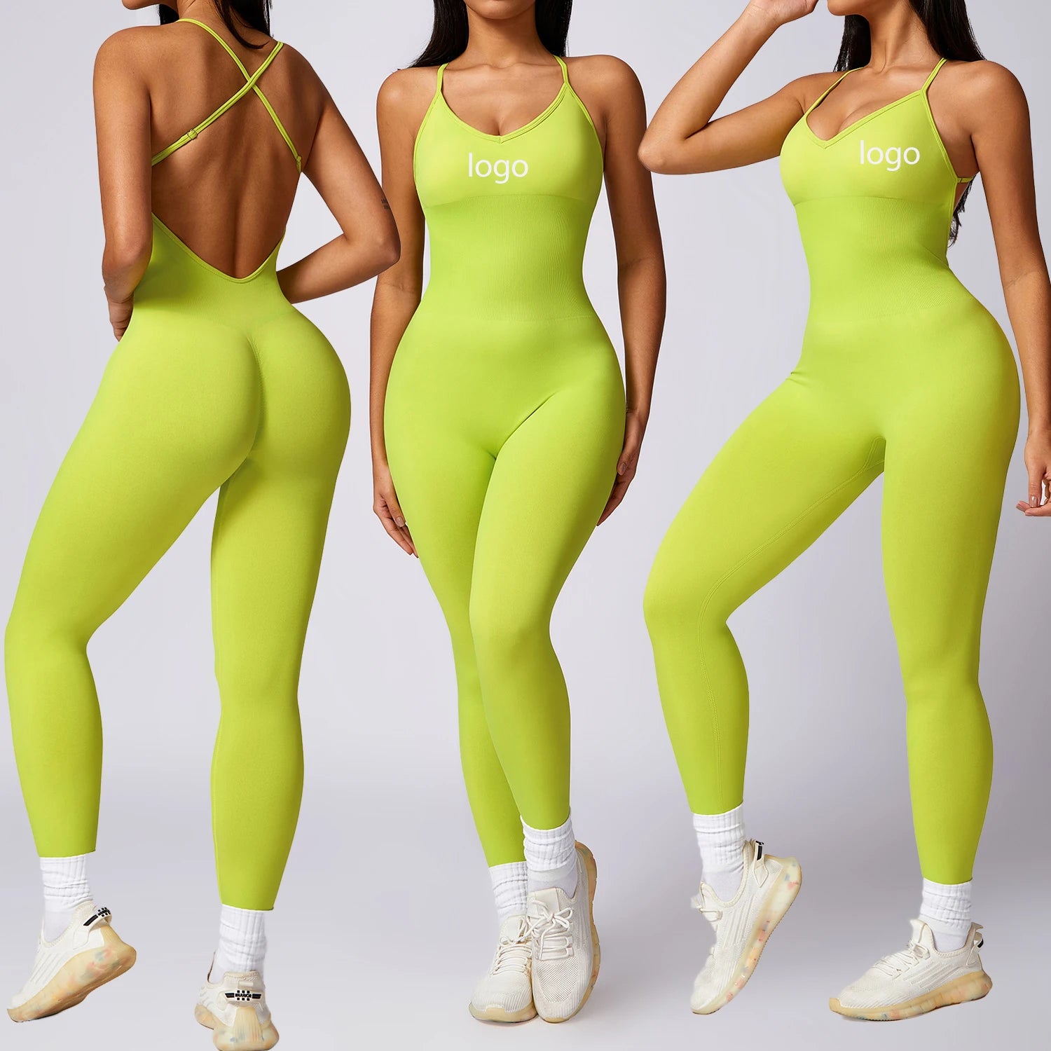 Custom Logo Compression Quick Dry One Piece Active Wear Workout Gym Fitness Yoga Jumpsuit