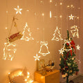 120LED Romantic Christmas Moose Beel LED Curtain Window Light String for Outdoor Indoor Home Bedroom Decoration