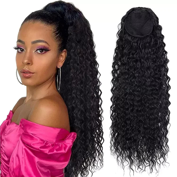 28" Water Wave Drawstring Ponytail Julianna Synthetic Hair Long Futura Fiber Afro Drawstring Ponytail Extension
