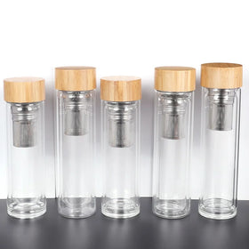 350ML 450ml 500ML Portable Durable Borosilicate Glass Double-Walled Thermal Leak-Proof BPA Free Tea Tumbler Infuser Protective