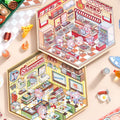 3pcs/pack Scenery Stickers Glitter Shop Series Scene Simulation Simple Miniature Handbook Material Sticker Pack