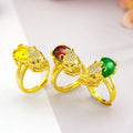 Wholesale Brass Gold-Plated Jewelry Ring Imitation Diamond Ring Women Opening Adjustable Brass Crystal Pixiu Lucky Gem Ring