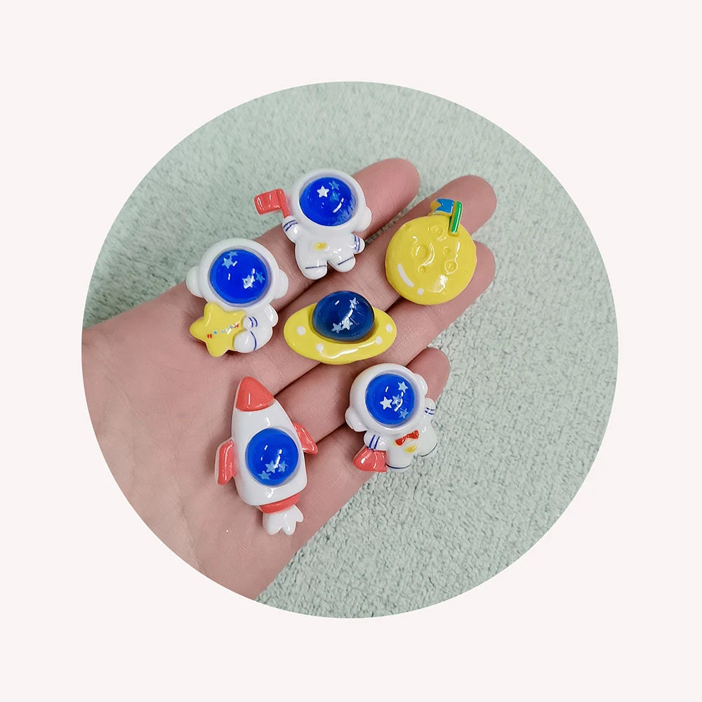 Mix Flatback Resin Astronaut Flatback Miniature Rocket Cabochon for Earring Hair Pin Making Accessories