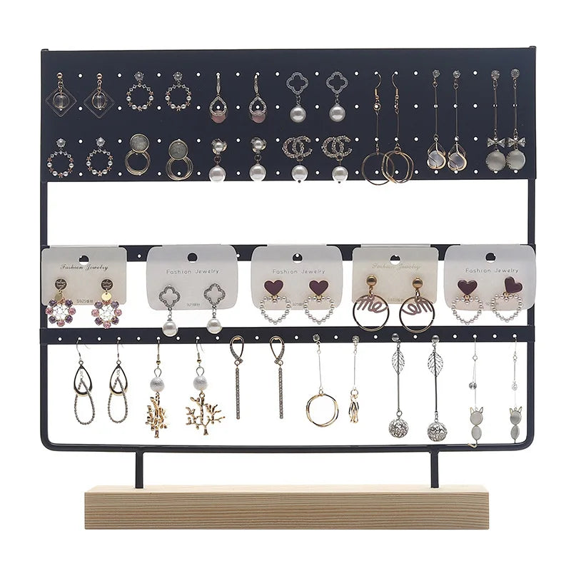 Solid Wood and Earring Rack Household Earring Collection Jewelry Rack Necklace Display  Props