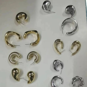 Teardrop Earrings Dupes for Women Gold/Silver Chunky Hoop Earring Dangle Water Drop Hypoallergenic Earring Set for Women Girls