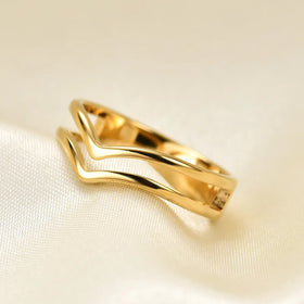 Nabest Stainless Steel V Shape Women Men Couples Ring Jewelry Waterproof PVD Plated Hollow Layers Geometric Finger Rings