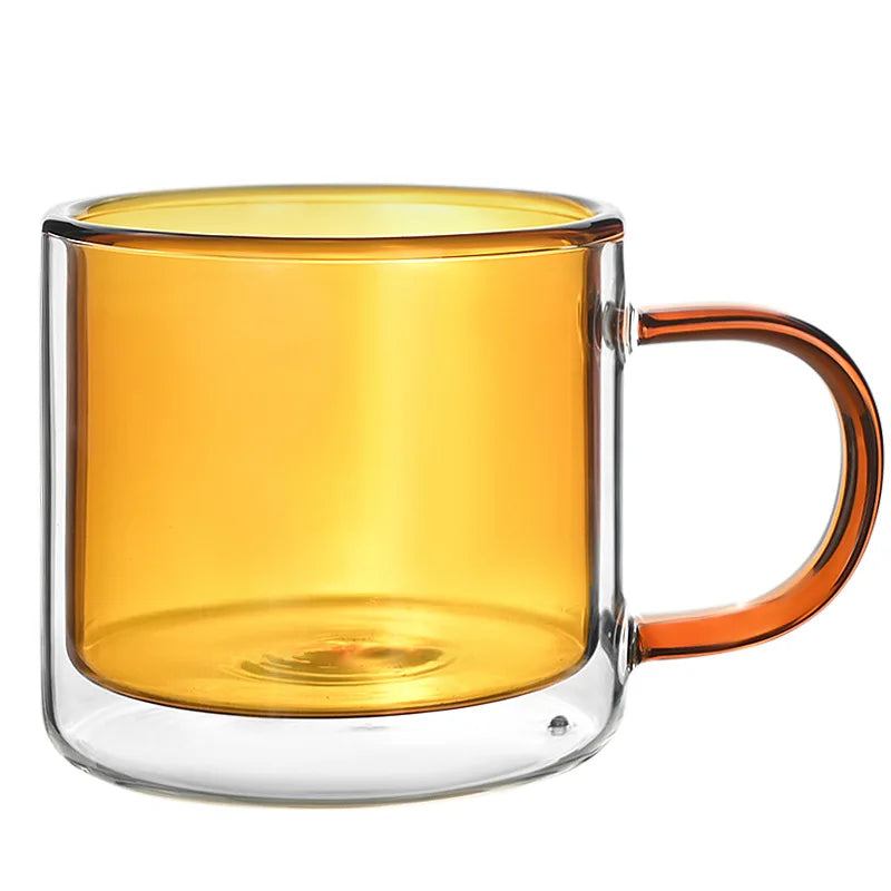250ml Tea Cup Heat Resistant Double Layer Borosilicate Glass Mug Coffee