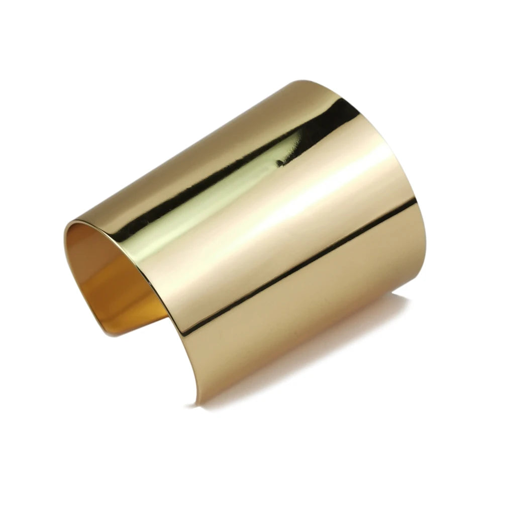 New Simple Statement Charms Designer Cuff Bracelets Fashion Gold Plated Smooth Surface Bangle Metal Handmade Jewelry for Women