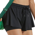 2 in 1 Custom Women Hotpants Short Yoga Wear Spandex/Nylon Quick-drying 2 Layers Workout Gym Short Shorts Running Double Layers