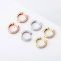 Great Quality S925 Silver Earrings 3A Grade Zircon Setting Mini Hoop Earrings Waterproof Colorful Electroplated Huggie Earrings