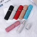 Portable 5ml Refillable Recyclable Super Shinny Crystal Pink White Black Blue Plastic Perfume Pump Sprayer Bottle Box Packaging