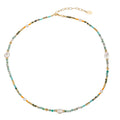 Spring and Summer Color Mix Natural Stone Beaded Necklace Girls Stack Wearing Natural Pearl Choker Green Stone Necklace