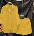 Women's Fashion Solid Color Loose Comfortable Casual Shirt Set