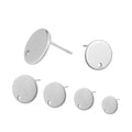 8-15mm round Silver Surgical Stainless Steel Flat Pad Post Stud Earring Findings Jewelry Components with Comfortable Post Pin