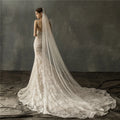 Pearls White Ivory Long Bridal Veil With Comb One Layer Cathedral Wedding Veil With Pearls Velos De Noiva Crystal Beads 75-300cm