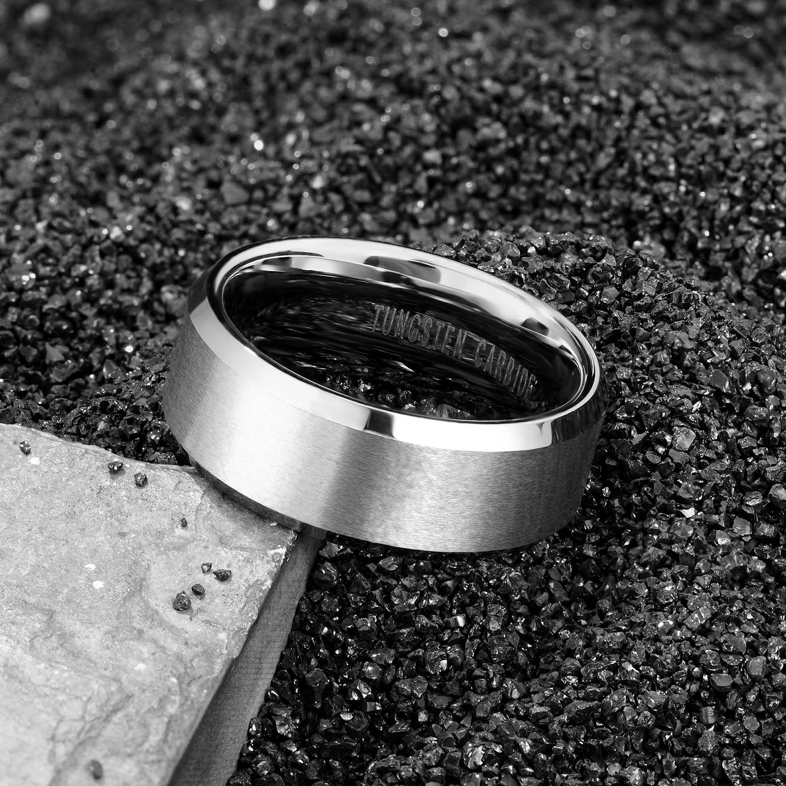 In Stock Couple Bands 8MM Brushed Tungsten Carbide Ring Tungsten Silver Ring Wedding Ring Jewelry for Women Men