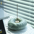 YUSHI Creative Donut Design Natural Marble Stone Incense Stick Holder for Sandalwood Aromatic Smudging Burning Meditation