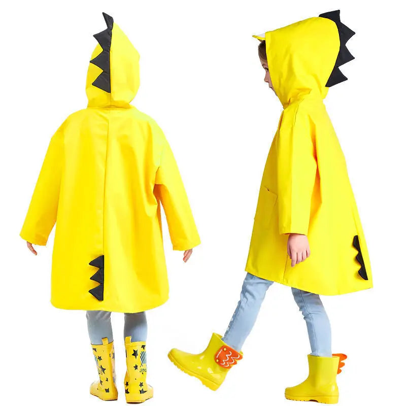 New Cartoon Little Dinosaur Children's Hiking Raincoat for for Boys Girls-Polyester Material