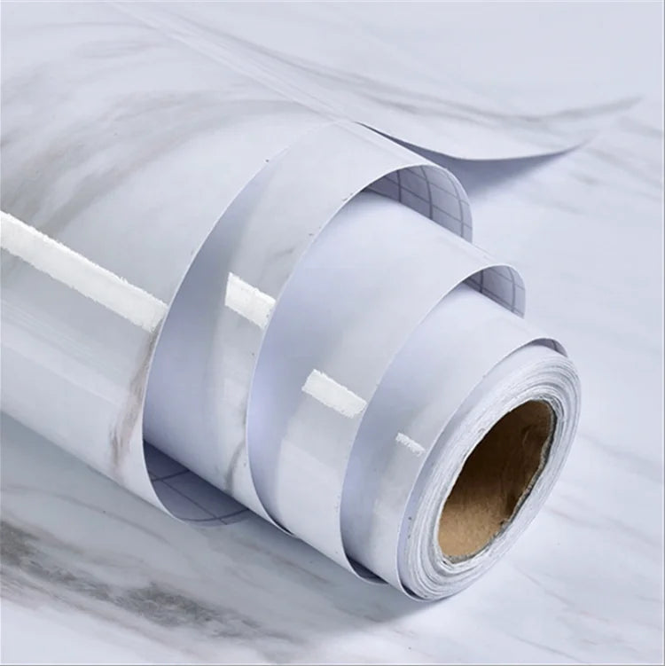 UDK Modern PVC Adhesive Marble Wallpaper Glossy Vinyl for Wall/Furniture/Kitchen Interior Decor Waterproof and Classic Style