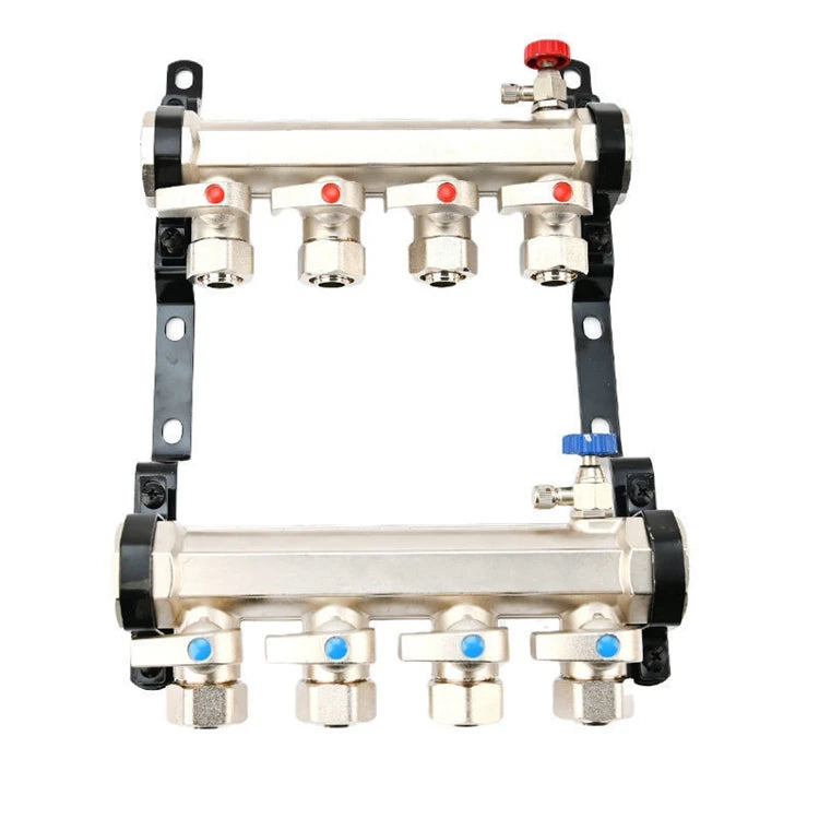 Under Floor Heating Systems PEX Pipe Radiant Stainless Steel Water Manifold With Flow Meter and Union