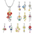 925 Sterling Silver Claw Setting Heart Zircon Birth Month Flower Pendant for DIY Jewelry Making Supplies