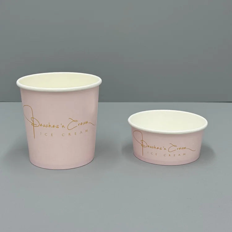 Custom Printed Disposable 4oz 12oz Ice Cream Cups With Dome Lid Wholesale Paper Cold Frozen Yogurt Cup