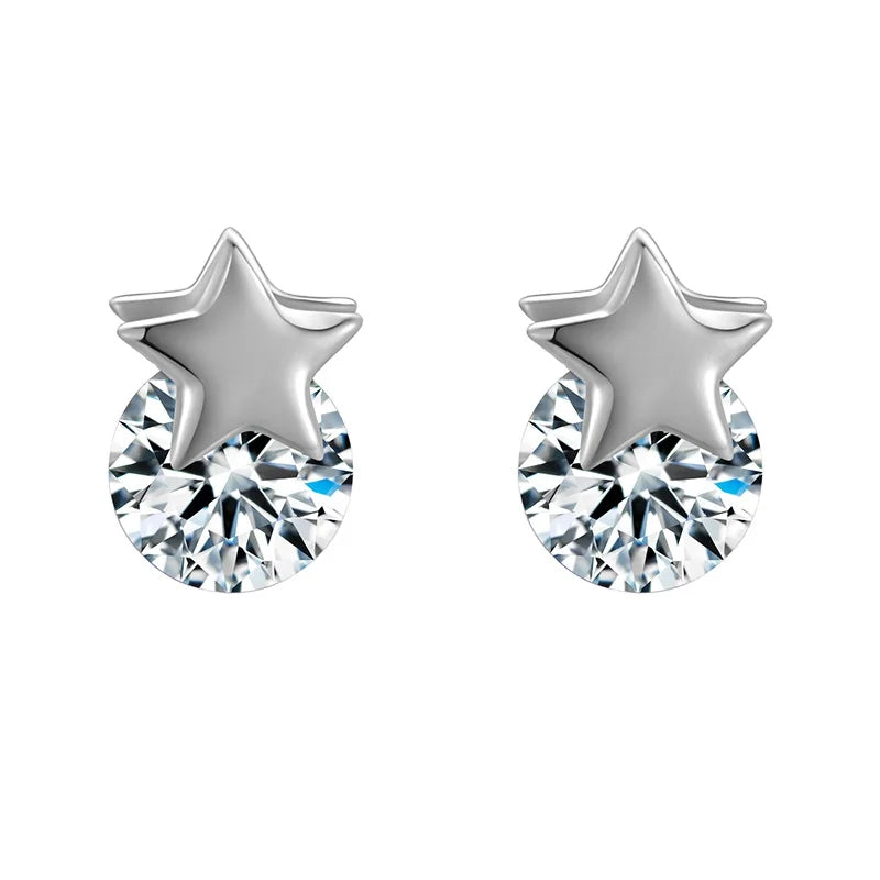 Sterling Silver Jewelry Cute 925 Silver Gold Plated Earrings 18K Star Stud Kids Earrings for Girls Women