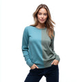 Women's Soft Merino Wool Crewneck Pullover Breathable Winter Sweater with Vintage Front Fluffy Loose Fit Casual Knit for Autumn
