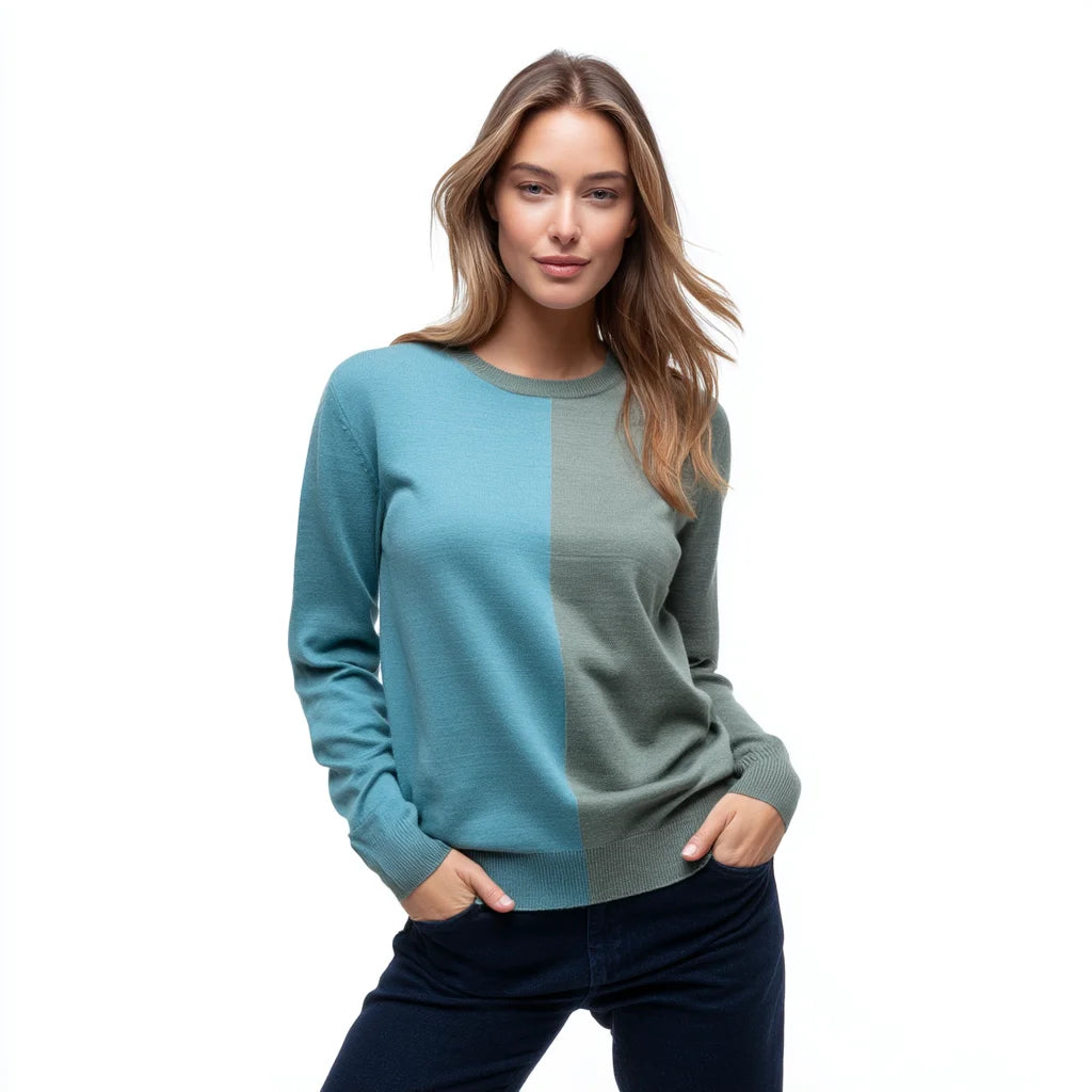 Women's Soft Merino Wool Crewneck Pullover Breathable Winter Sweater with Vintage Front Fluffy Loose Fit Casual Knit for Autumn