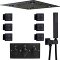 Ceiling Mount Shower System Rainfall Shower System 4 Ways Black Shower Faucet Set