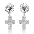 Women Wedding 925 Sterling Silver Aaa Cubic Zirconia Rhodium Plating Cross Earring