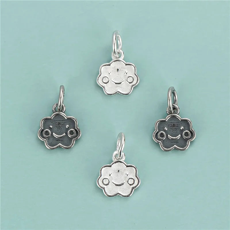 Cute 925 Sterling Silver Smile White Cloud Pendant Charms for Bracelets Necklace Jewelry Making Accessory