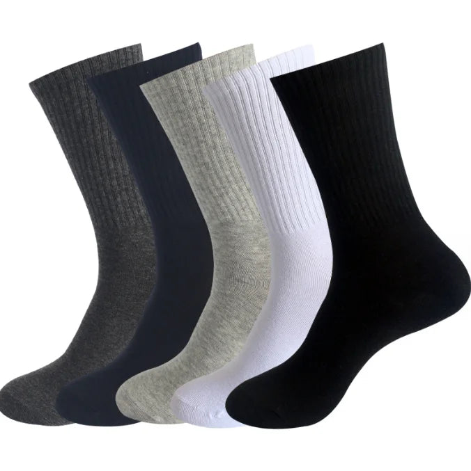 Autumn and Winter High Elastic Calf Running Sports Socks for Men and Women in Large Solid Color With a Mid Length