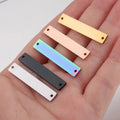 Mirror Gold Plated Stainless Steel Rectangular Double Hole Custom Logo Trendy Unisex Necklace Pendant DIY Jewelry Accessories