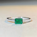 QS661 Luxurious Style Green Diamond Emerald Square Ring S925 Sterling Silver Rings for Women