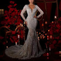 2023 Luxury Elegant Lace Pearl Appliques a Line Tulle Mermaid Wedding Dress Vestidos De Novia