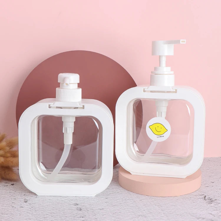 500ml Square White Shaped Liquid Soap Bottles Plastic Cosmetic Container Body Lotion Bottle with Pump