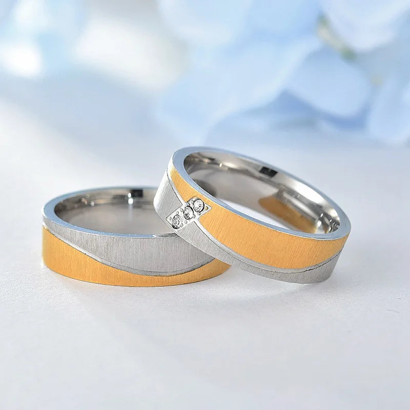 Geometric Ring Three Diamonds 18K Gold Plated Stainless Steel Neutral Ring