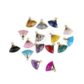 Faceted Fan Triangle Stone Pendants with Alloy Finding 18x18mm Natural Healing Crystal Gem Pendant for Necklace Jewelry Making