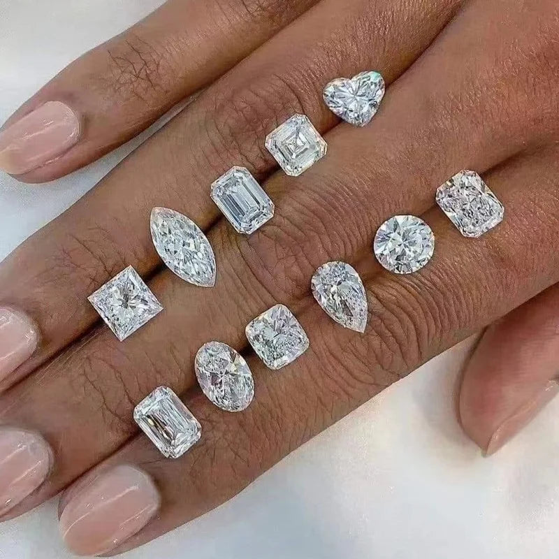 1 Carat Radiant Heart Emerald Cut Moissanite White Fancy Moissanite GRA Ring Earring Accessories