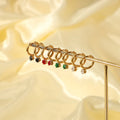 Exquisite Minimalist Colored Zircon Setting Circle Earring Ladies Gold Earrings Stainless Steel Jewelry for Gifts