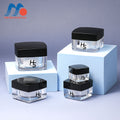 Ready to Ship 5g 10g 30g 50g square Transparent Acrylic Cosmetic Jar Empty Cream Jar with Black Lid
