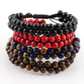 Drop Shipping Beaded Bracelet Jewelry Handmade Men Women  Black Onyx Skull Heads Friendship Bracelet Adjustable Bracelet