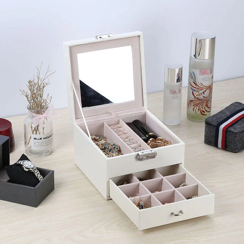 PU Leather Small Jewelry Box Organizer Custom Travel Portable Necklace Ring Earrings Jewellery Packaging Box Jewelry Case